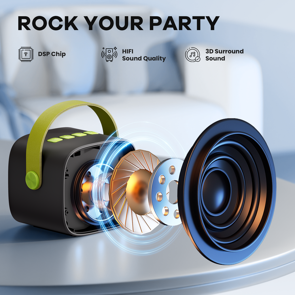 YLL Mini Karaoke Machine with 2 Wireless Microphones, TOP Kids Gifts for Girls Ages 3, 4, 5, 6, 7, 8, 9,10,11,12 +Year Old, 4-12 Years Old Birthday Toy Gift for Girls Boys Party (Black Green)