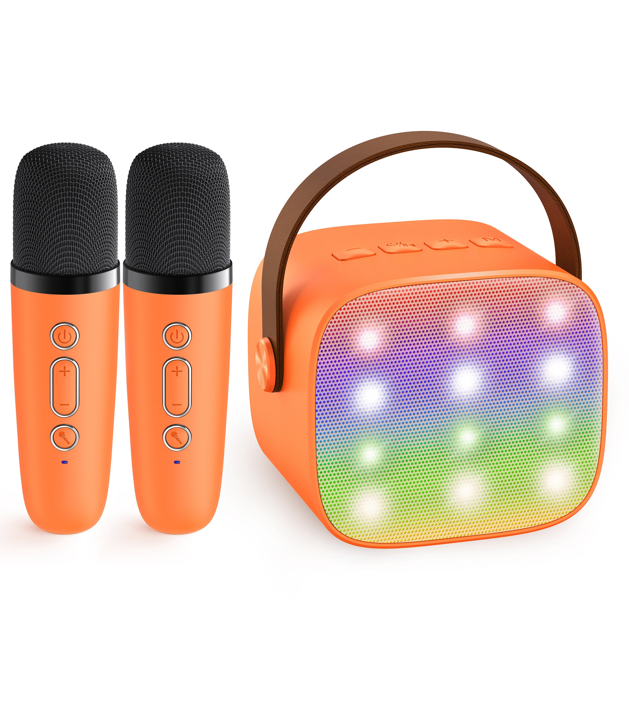YLL Mini Karaoke Machine for Kids Adults, Portable Bluetooth Speaker with 2 Wireless Microphones, Birthday Gifts Toys for Girls Boys Ages 3, 4, 5, 6, 7, 8, 9,10,11,12+ Years Old Toddler (Orange)