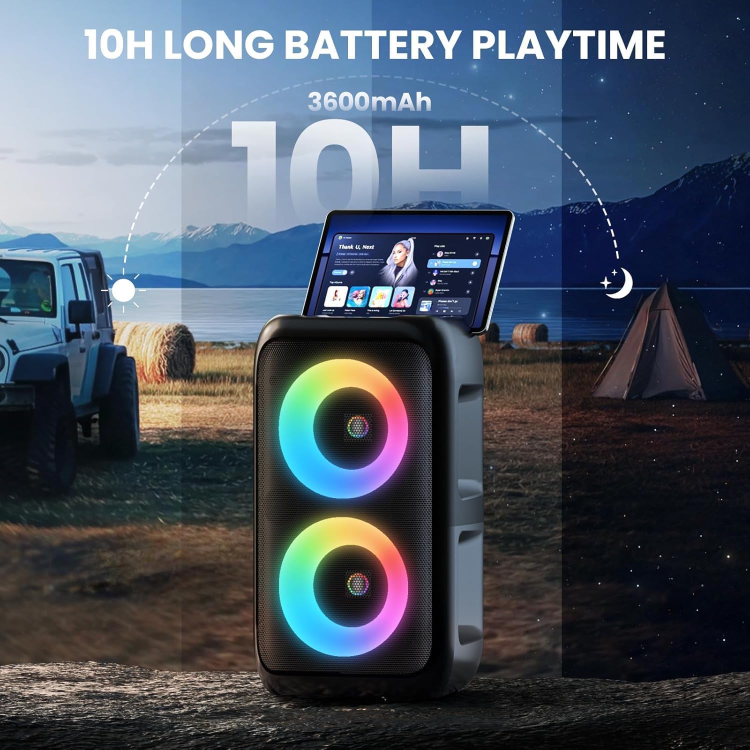 YLL Portable Bluetooth Karaoke Speaker with 2 Wireless Microphones, Karaoke Machine for Adults, PA Speaker with Colorful Lights, Supports TWS/AUX/USB/TF Card, Ideal Gifts for Home Outdoor Party