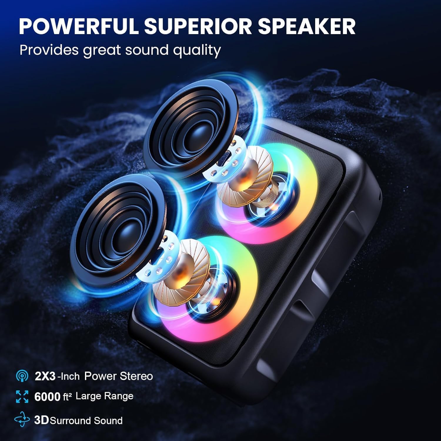 YLL Portable Bluetooth Karaoke Speaker with 2 Wireless Microphones, Karaoke Machine for Adults, PA Speaker with Colorful Lights, Supports TWS/AUX/USB/TF Card, Ideal Gifts for Home Outdoor Party