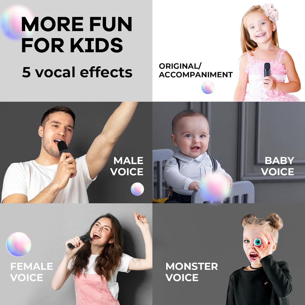 YLL Mini Karaoke Machine with 2 Wireless Microphones for Kids Adults, Portable Bluetooth Speaker, 2025 Top Christmas Birthday Gift for Boys Girls 3, 4, 5, 6, 7, 8, 9, 10, 12+ Years Old Toddler (Black)