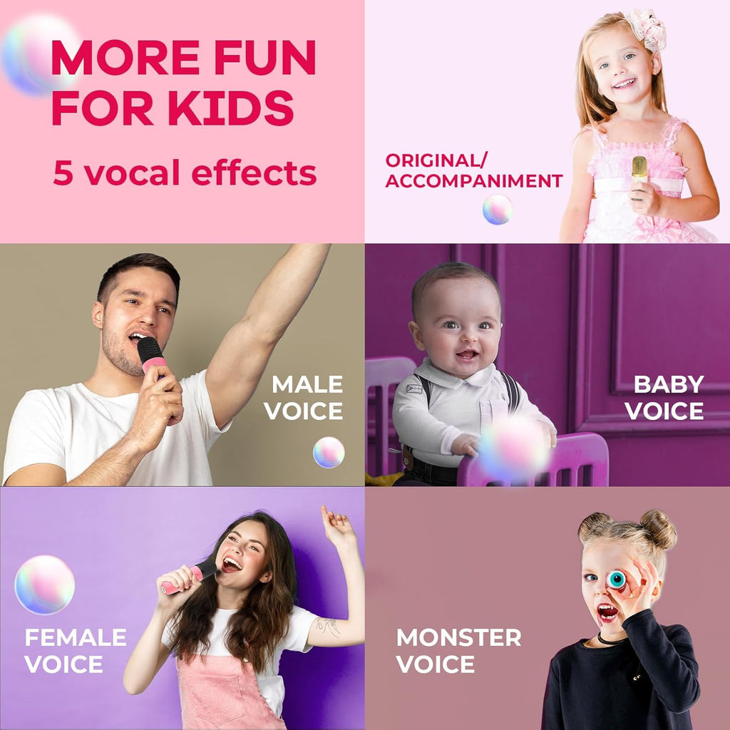 YLL Mini Karaoke Machine for Kids Adults, Portable Speaker with 2 Wireless Microphones, 2025 Top Christmas Toys Birthday Gifts for Girls 3, 4, 5, 6, 7, 8, 9, 10, 12+ Years Old Toddler grandkids (Rose)