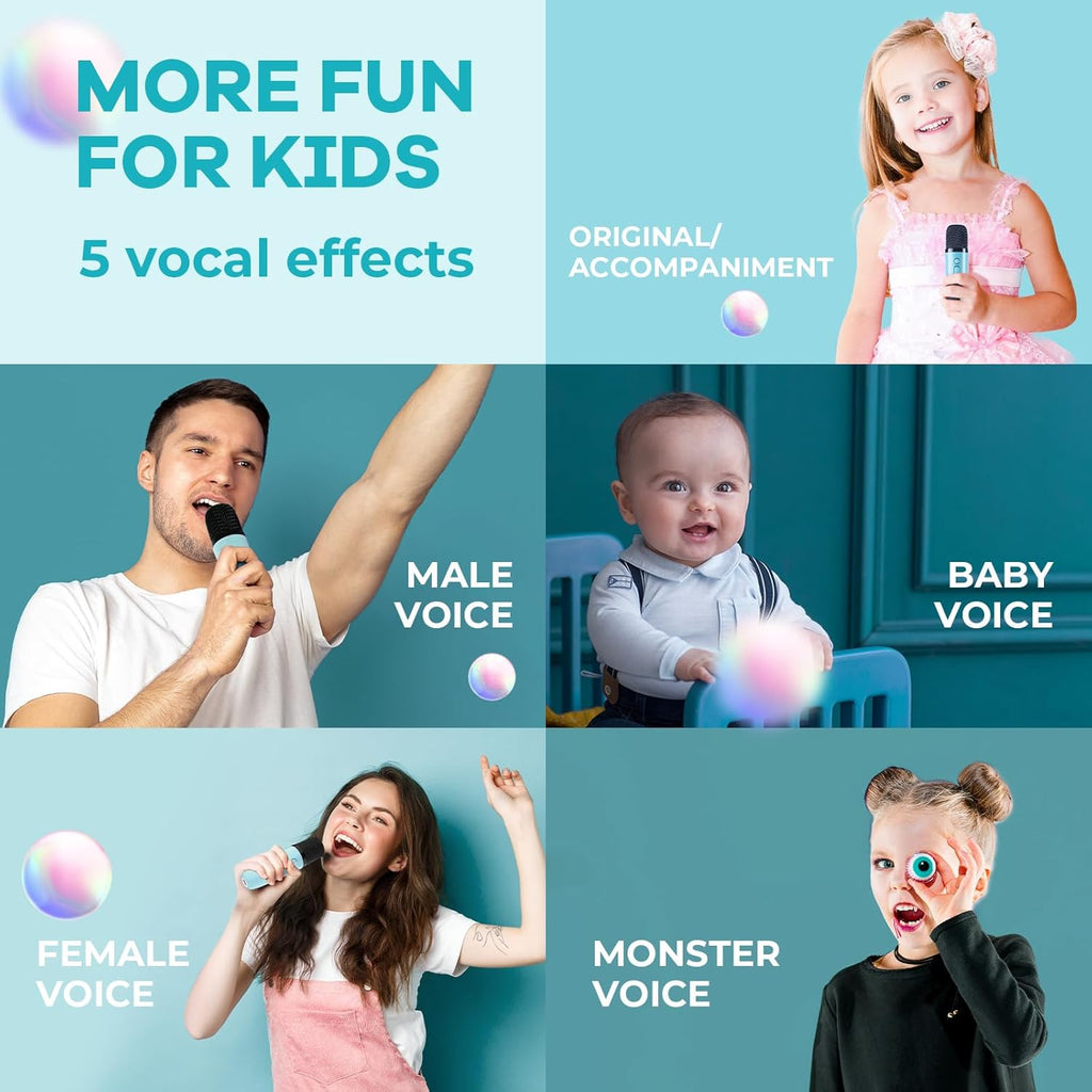 YLL Mini Karaoke Machine for Kids, Portable Speaker with 2 Wireless Microphones, 2025 Top Christmas Birthday Toys Gifts for Boys Girls 3 4 5 6 7 8 9 10 11 12 + Years Old Grandkids Family Party (Blue)
