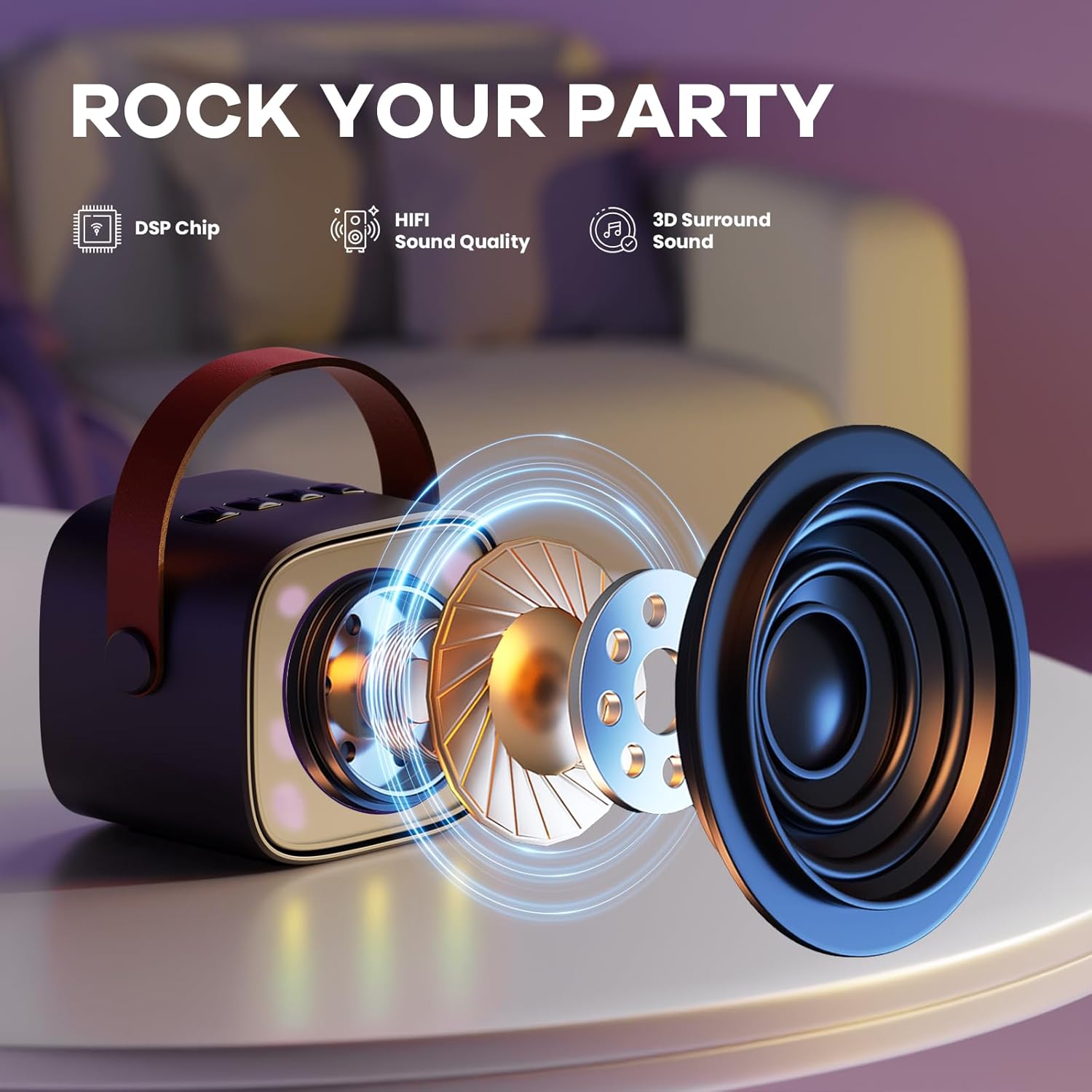 YLL Mini Karaoke Machine with 2 Wireless Microphones for Kids Adults, Portable Bluetooth Speaker, 2025 Top Christmas Birthday Gift for Boys Girls 3, 4, 5, 6, 7, 8, 9, 10, 12+ Years Old Toddler (Black)