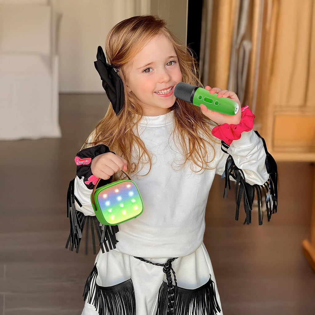YLL Mini Karaoke Machine for Kids Adults, Portable Bluetooth Speaker with 2 Wireless Microphones, Birthday Gifts Toys for Girls Boys Ages 3, 4, 5, 6, 7, 8, 9,10,11,12+ Years Old Toddler (Green)