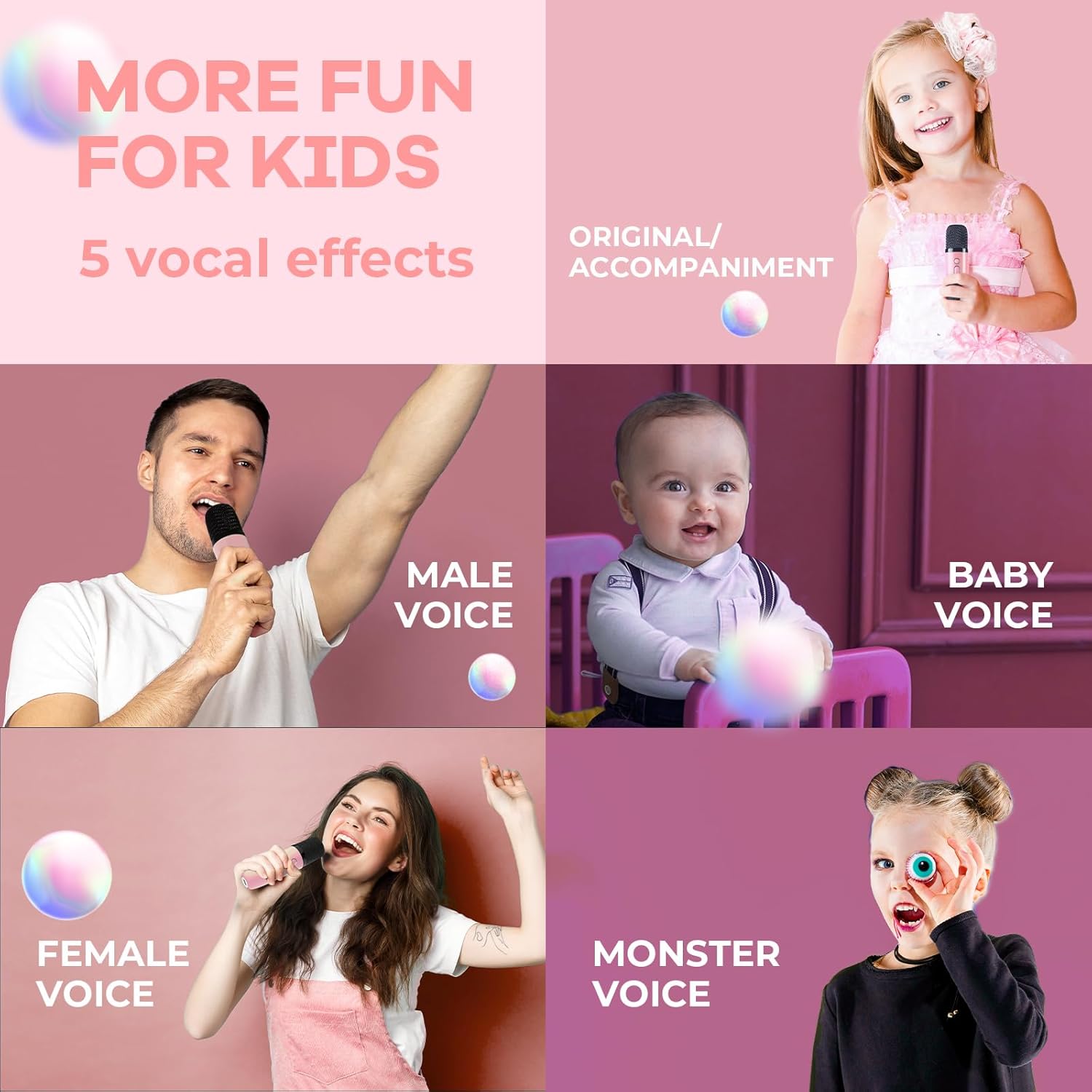 YLL Mini Karaoke Machine for Kids Adults, Bluetooth Speaker with 2 Wireless Microphones, TOP Christmas Birthday Gifts Toys for Girls Ages 3, 4, 5, 6, 7, 8, 9,10,11,12+ Years Old Toddler (Lightpink)
