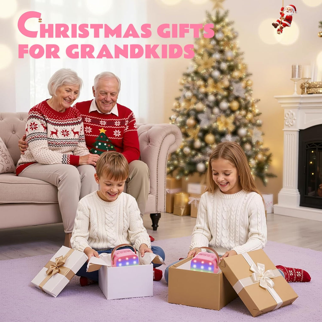 YLL Mini Karaoke Machine for Kids Adults, Portable Speaker with 2 Wireless Microphones, 2025 Top Christmas Toys Birthday Gifts for Girls 3, 4, 5, 6, 7, 8, 9, 10, 12+ Years Old Toddler grandkids (Rose)