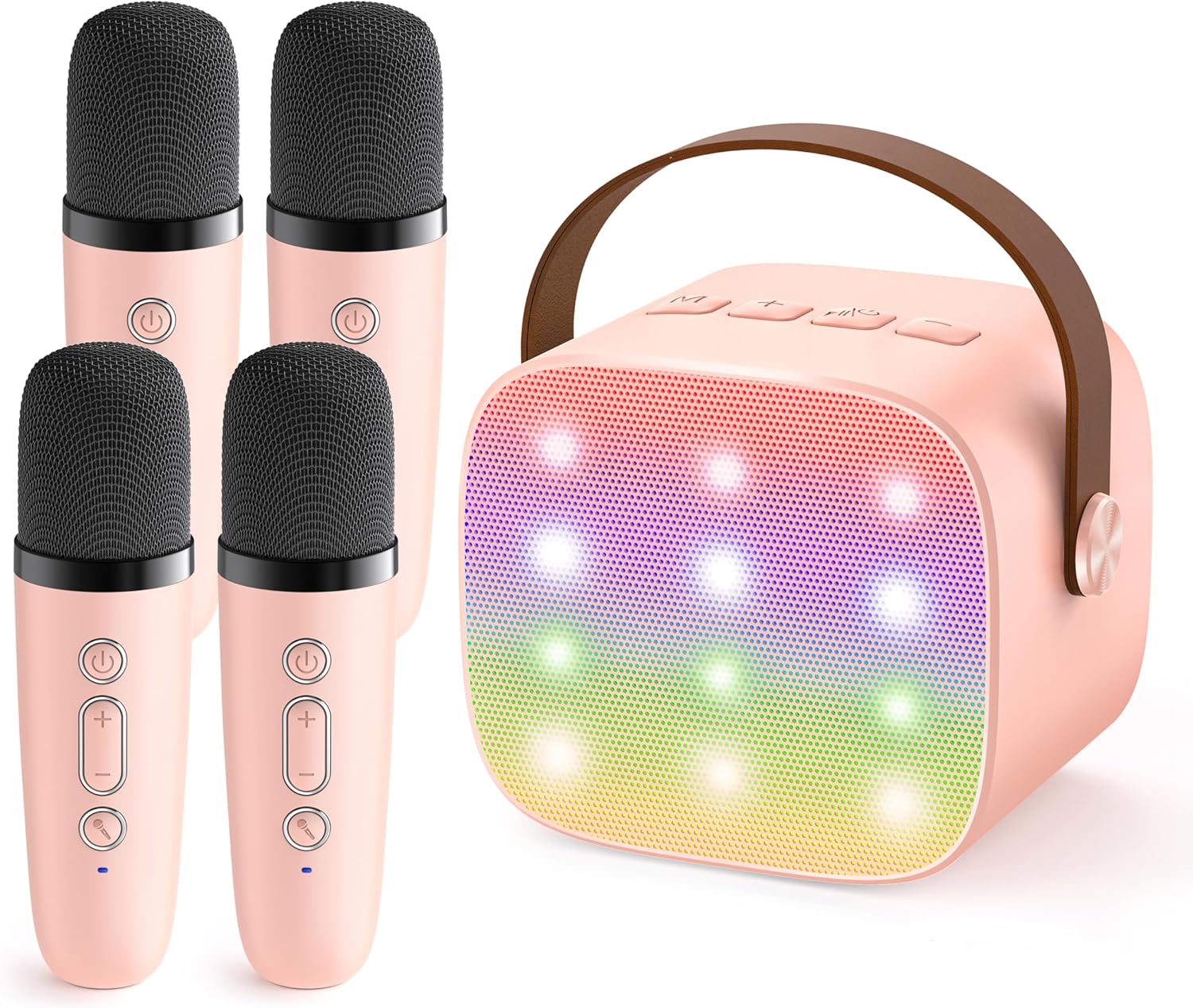 YLL Upgraded Mini Karaoke Machine with 4 Wireless Microphones Toy for Kids, Christmas Birthday Gifts for Girls Boys, Portable MP3 Player for Ages 3, 4, 5, 6, 7, 8, 9, 10, 12+ Year Old Party (P-Ink)