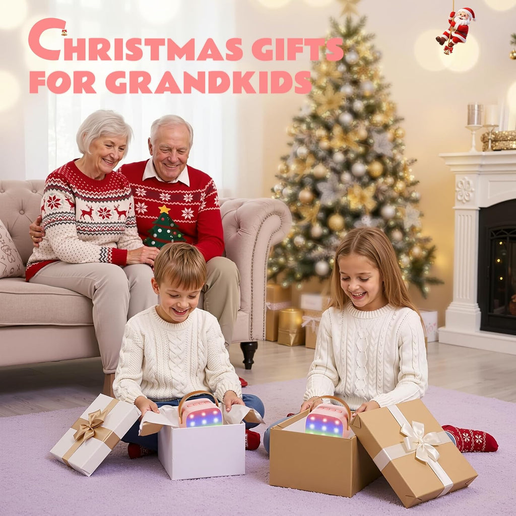 YLL Mini Karaoke Machine for Kids Adults, Bluetooth Speaker with 2 Wireless Microphones, TOP Christmas Birthday Gifts Toys for Girls Ages 3, 4, 5, 6, 7, 8, 9,10,11,12+ Years Old Toddler (Lightpink)