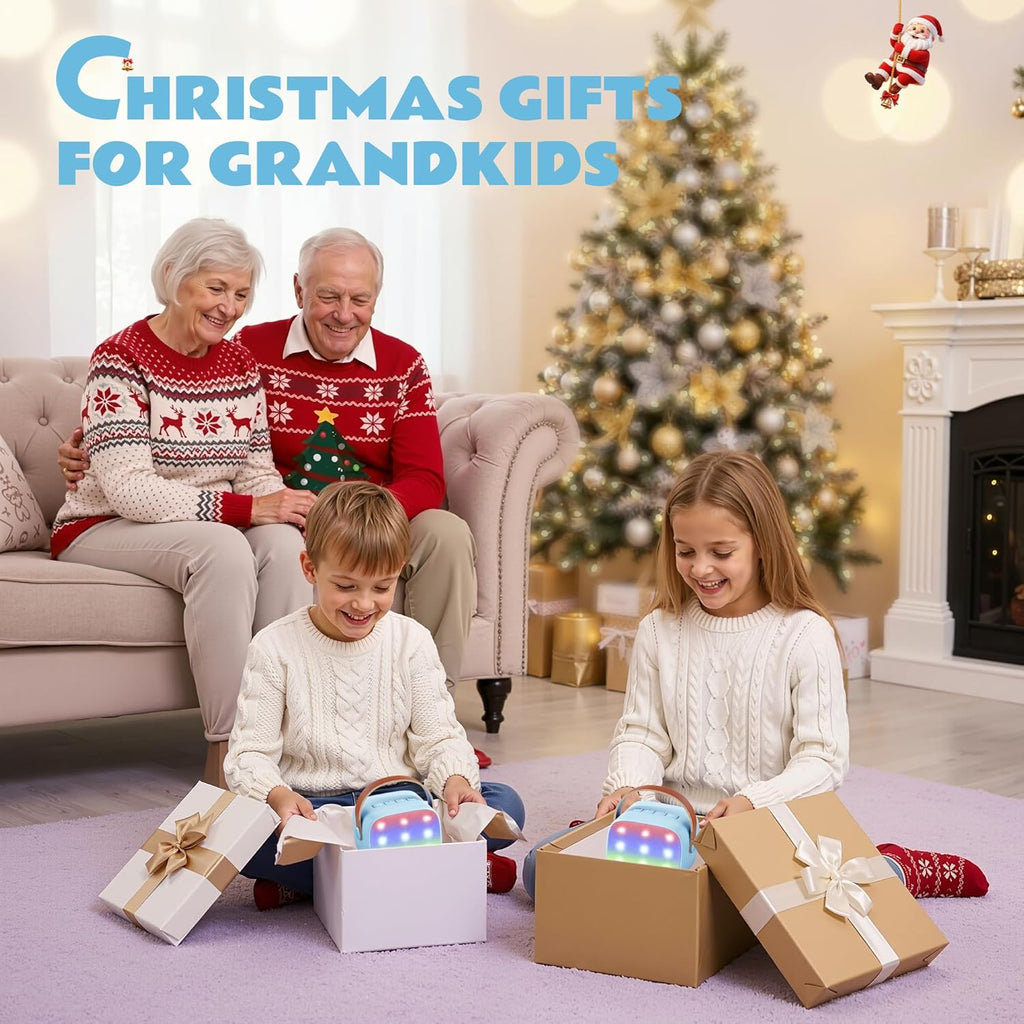 YLL Mini Karaoke Machine for Kids, Portable Speaker with 2 Wireless Microphones, 2025 Top Christmas Birthday Toys Gifts for Boys Girls 3 4 5 6 7 8 9 10 11 12 + Years Old Grandkids Family Party (Blue)