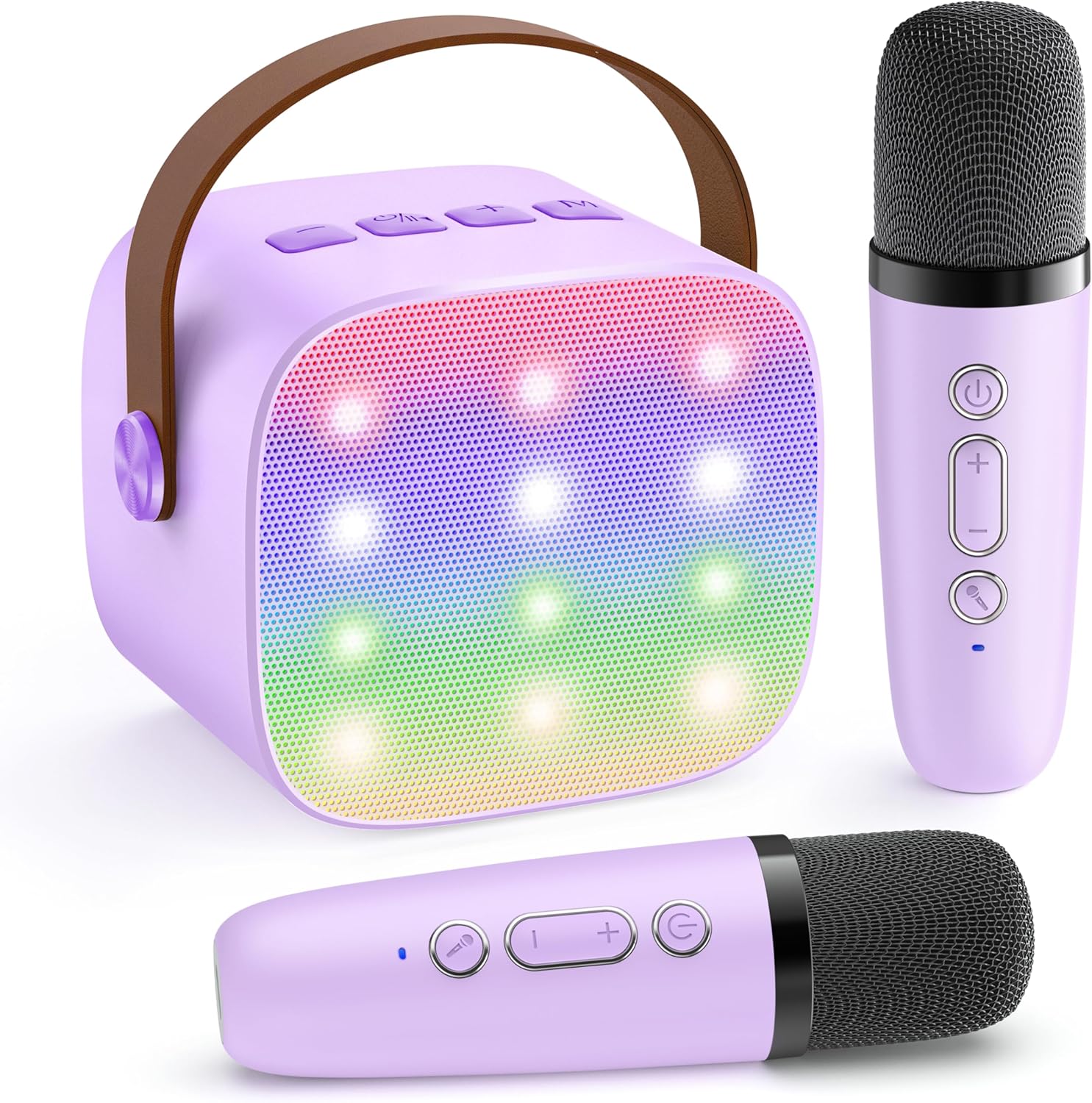 YLL Mini Karaoke Machine with 2 Wireless Microphones, TOP Kids Gifts for Girls Ages 3, 4, 5, 6, 7, 8, 9, 10, 11, 12 +Years Old, 4-12th Christmas Birthday Toy Gift for Girls Boys Party (Purple)